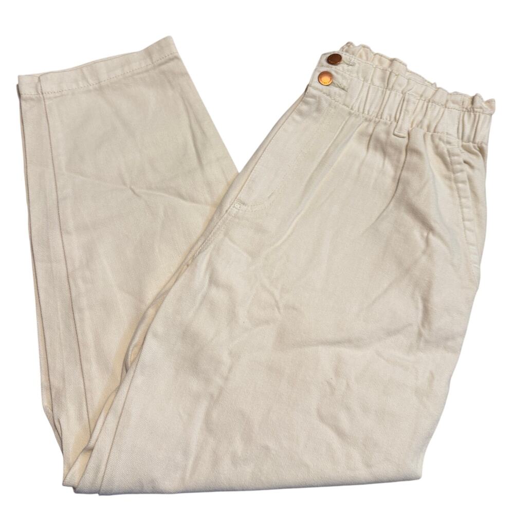 Universal Thread Women's Off-White High-Rise Paperbag Tapered Jeans - 12 - NWT
